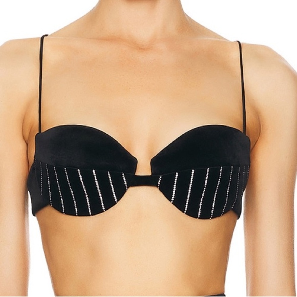 Alex Perry Crystal Velvet Bra Top in black